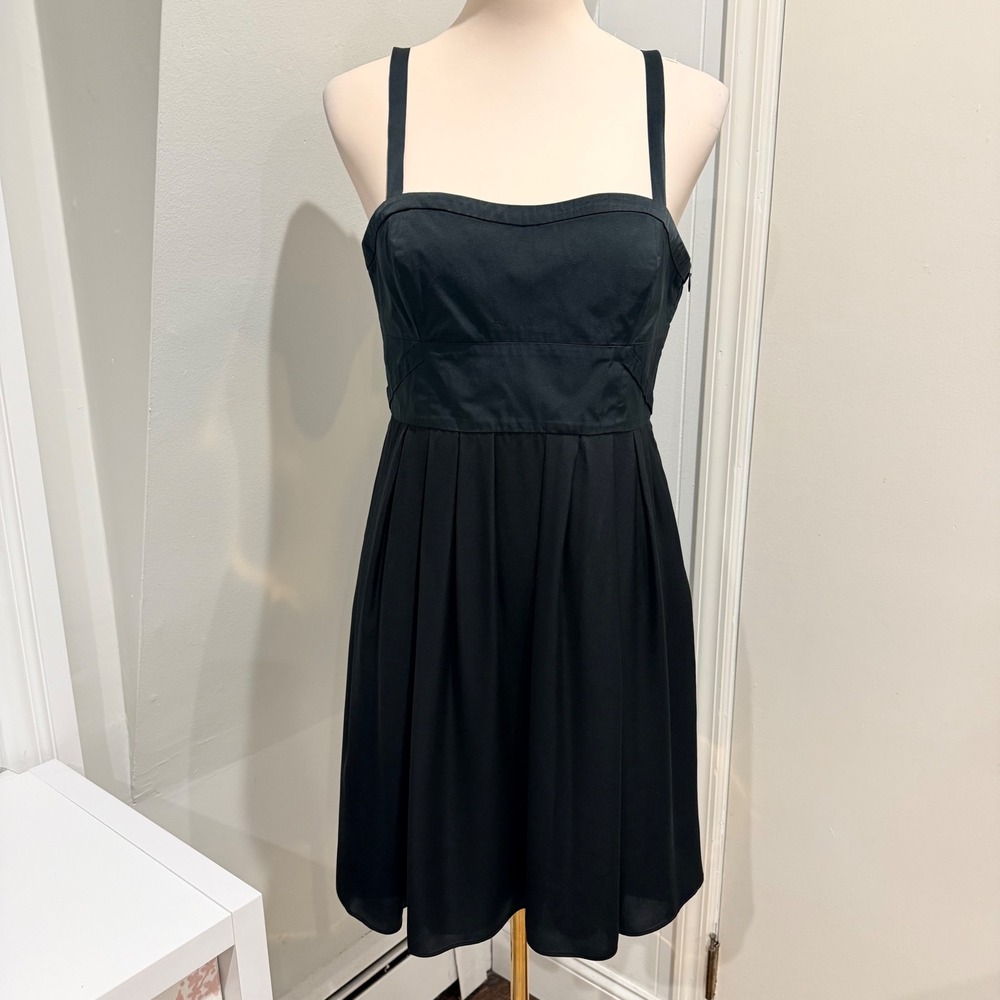 Theory Black Julietta Poignant Fit & Flare Dress Timeless Silk Skirt | Size 8